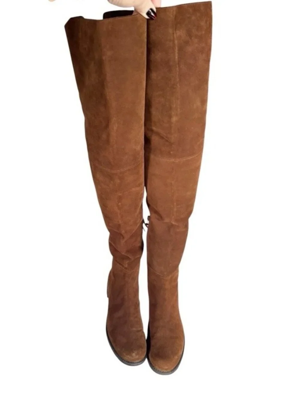 Stuart Weitzman Women's Sz 9 Hilo Brown Suede Over The Knee OTK Boots